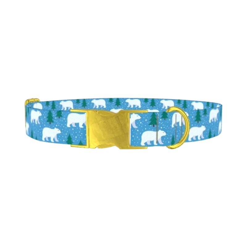 Winter Bear Dog Collar - metal gold