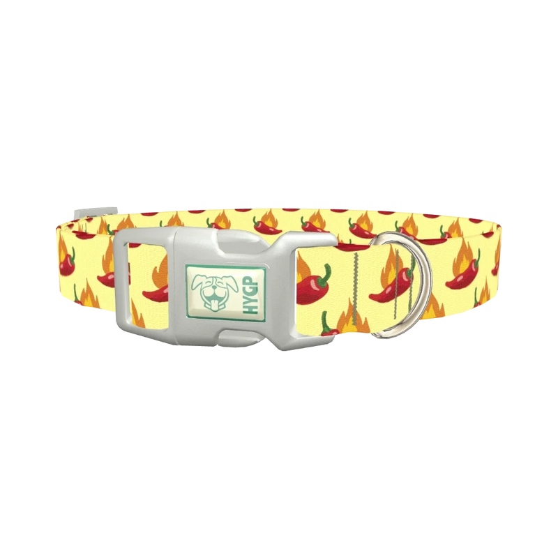 Spicy Pepper Flame Dog Collar - plastic silver
