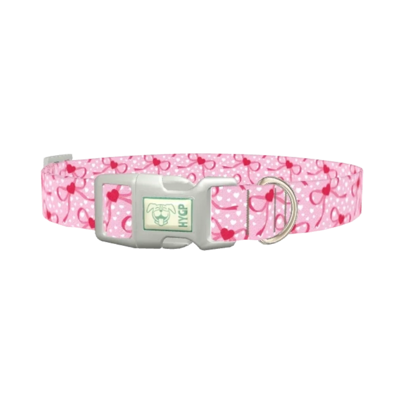 Pink Ribbon Heart 8870522388695 Dog Collar - plastic silver