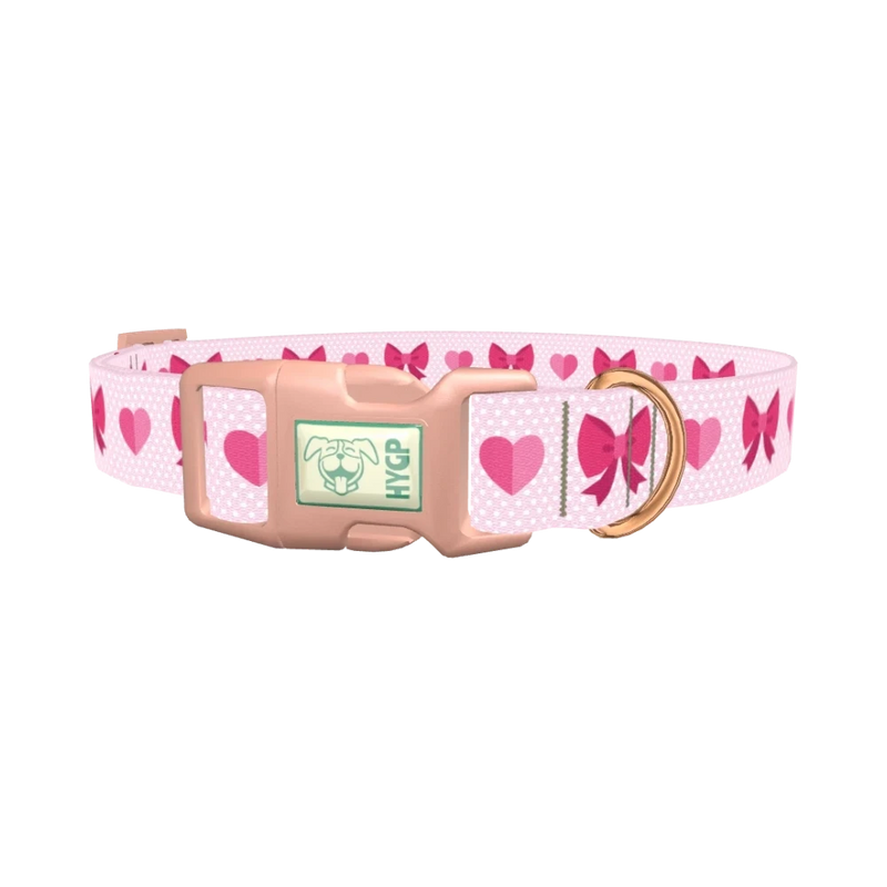 Valentine Ribbon Dog Collar - plastic rose gold