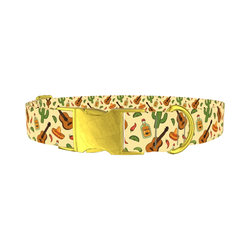 Mexican Fiesta Dog Collar - metal gold