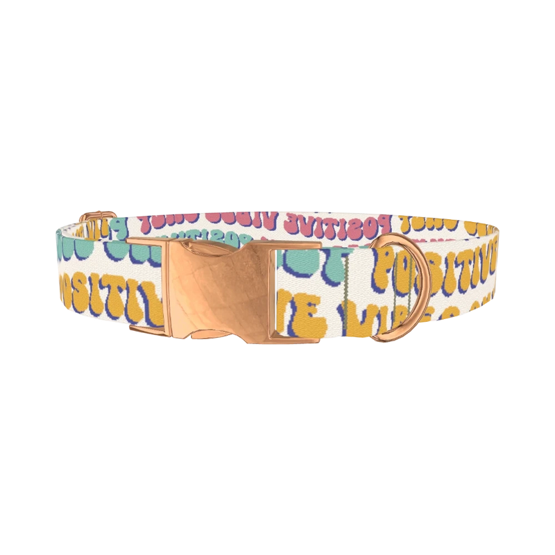 Peace Heart Paw Dog Collar - metal rose gold