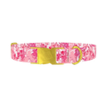 Pink Paint Splatter Dog Collar - metal gold