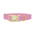 Pink Polka Dot Dog Collar - plastic gold