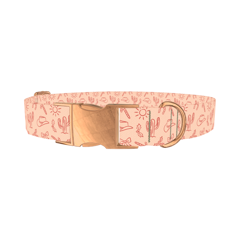 Holiday Western Cactus Dog Collar - metal rose gold