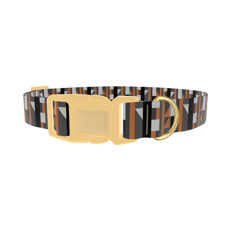 Geometric Stripe Dog Collar - plastic gold