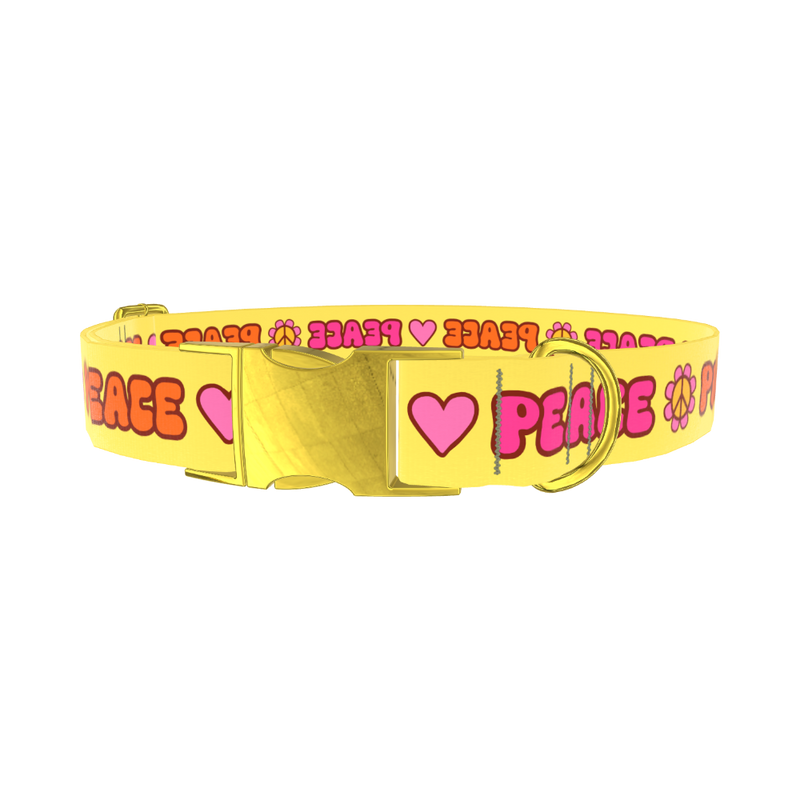 Peace Hippie Dog Collar - metal rose gold