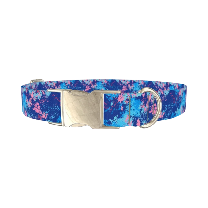 Abstract Paint Splash Dog Collar - metal silver