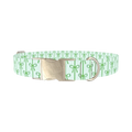 Green Bow Pattern Dog Collar - metal silver