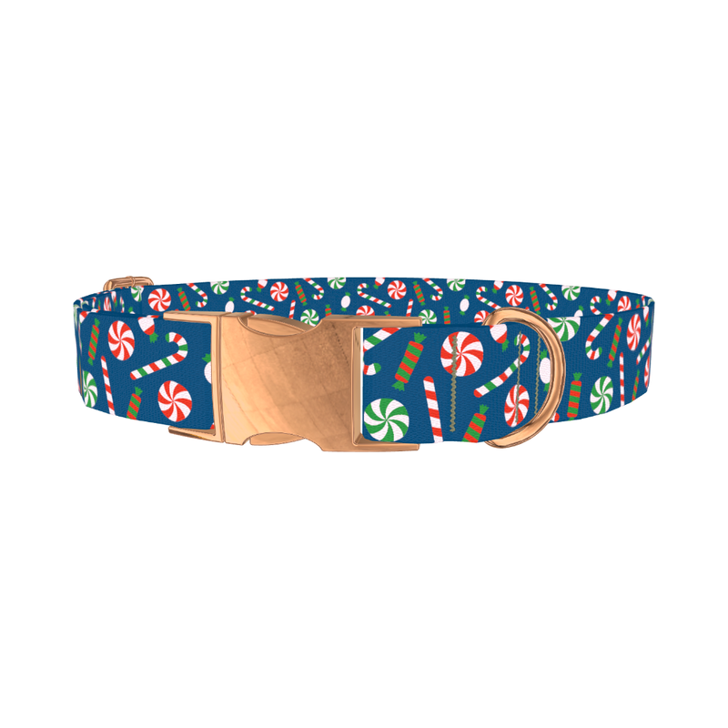 Christmas Sweets Dog Collar - metal rose gold