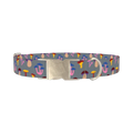 Colorful Mushroom Dog Collar - metal silver
