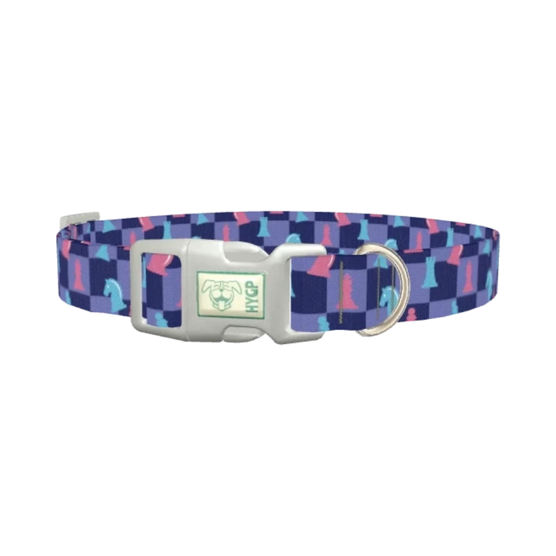 Chess Pattern Dog Collar - plastic silver