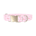 Pink Love Script Dog Collar - metal silver