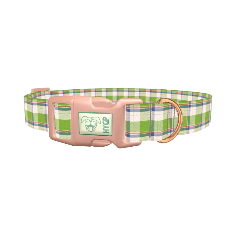Multicolor Tartan Dog Collar - plastic rose gold