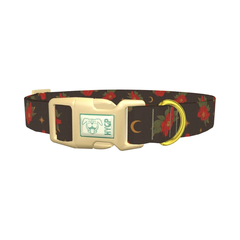 Halloween Floral Moon Dog Collar - plastic gold
