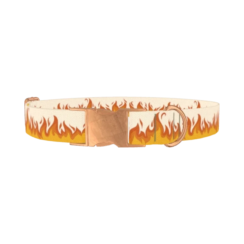 Fire Flame Dog Collar - metal rose gold