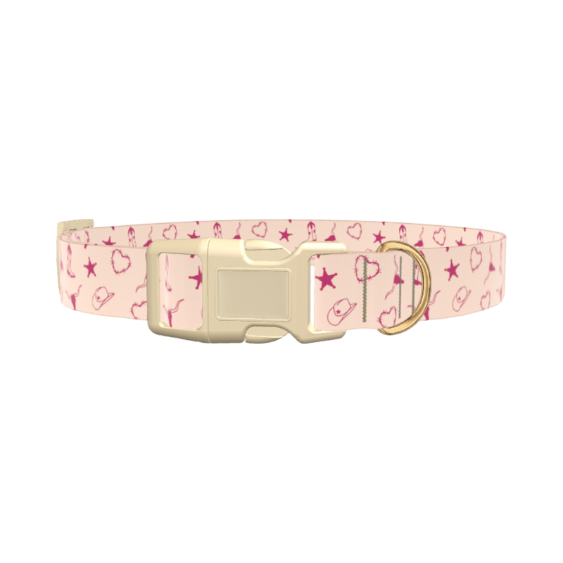 Cowboy Heart Dog Collar - plastic rose gold