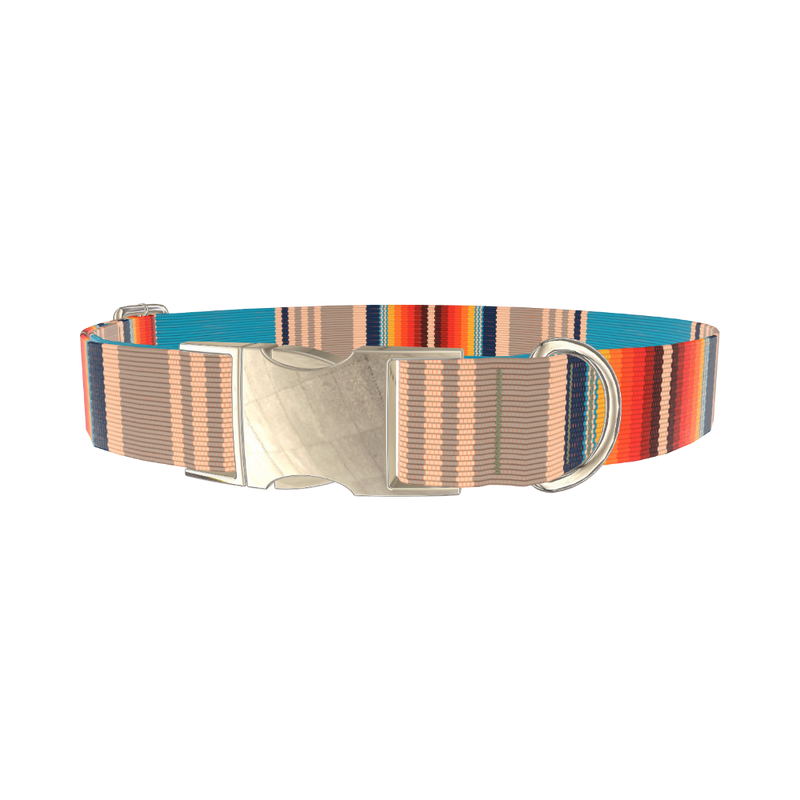 Striped Woven Dog Collar - metal gold