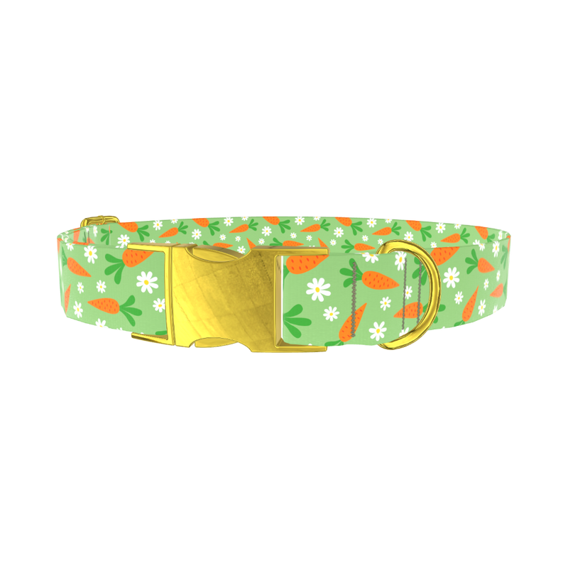 Carrot Floral Dog Collar - metal gold