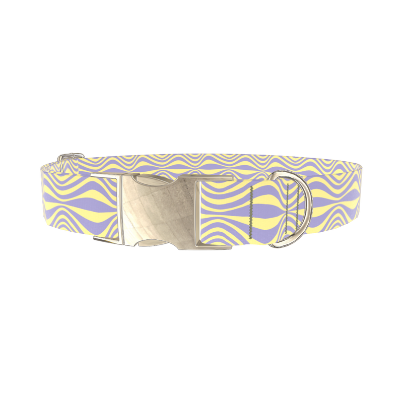 Wavy Geometric Dog Collar - metal silver
