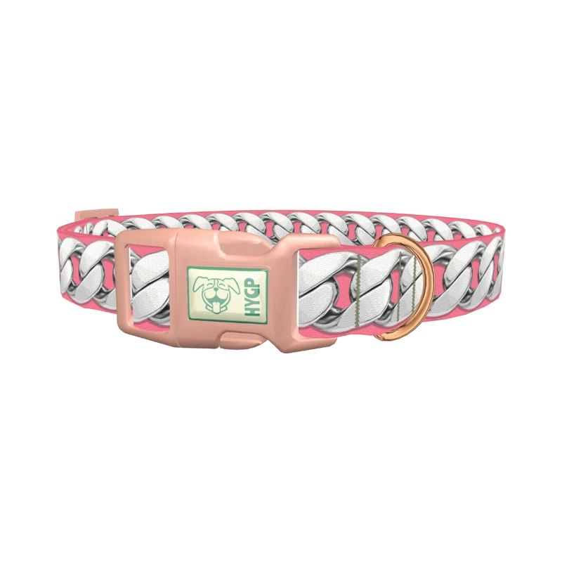 Silver Chain Pattern Dog Collar - plastic rose gold