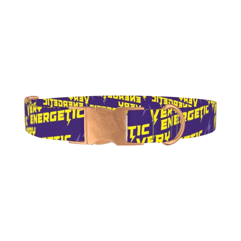 Energetic Lightning Dog Collar - metal rose gold