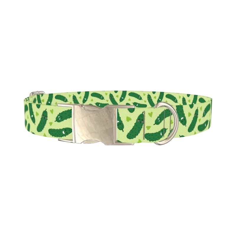 Kawaii Pickles Dog Collar - metal silver