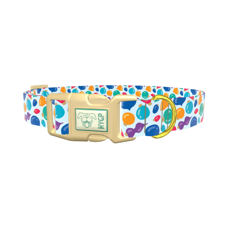 Christmas Ornaments Dog Collar - plastic gold