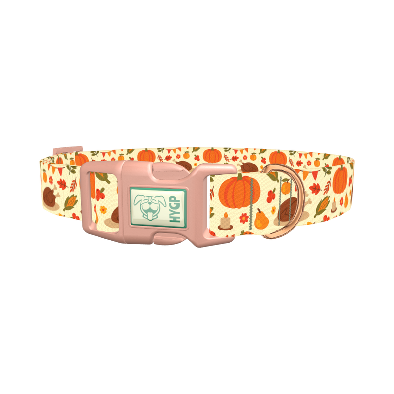 Thanksgiving Feast Dog Collar - plastic rose gold