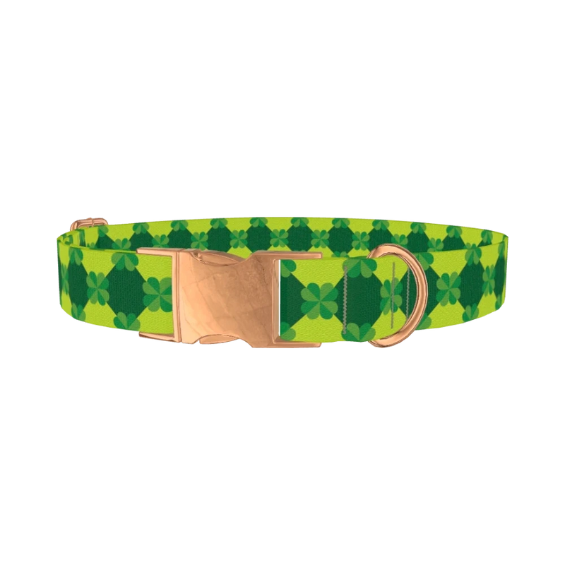 Geometric Clover Pattern Dog Collar - metal rose gold