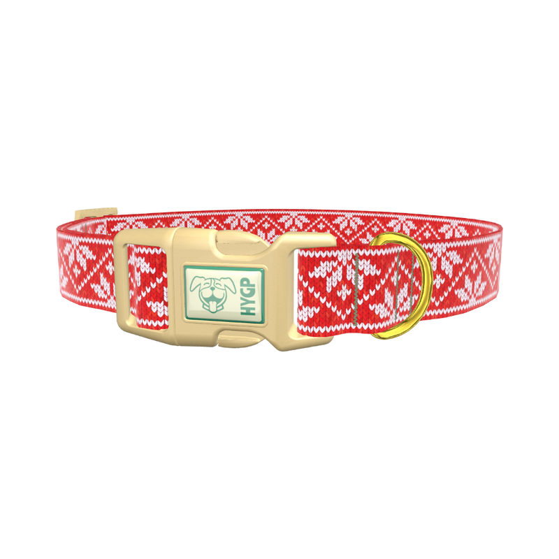 Christmas Knitted Star Dog Collar - plastic gold