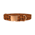 Brown Pretzel Dog Collar - metal rose gold