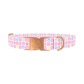 Floral Check Dog Collar - metal rose gold