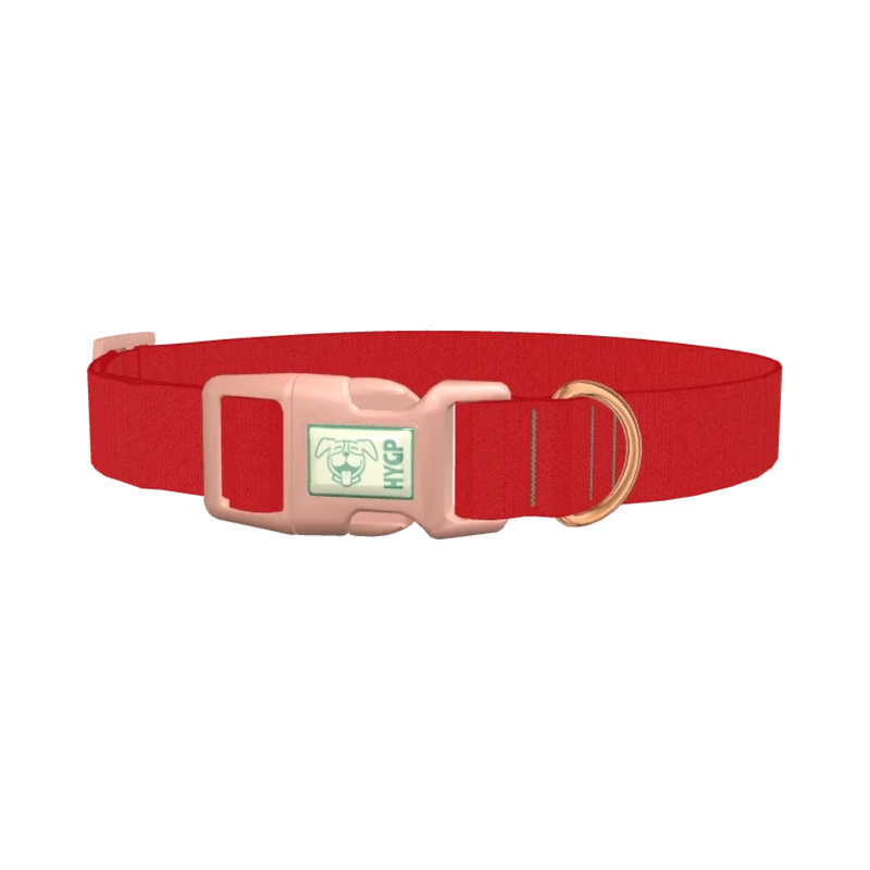 Bright Red Color Dog Collar - plastic rose gold