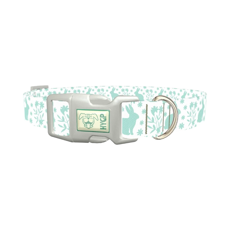 Floral Bunny Dog Collar - plastic silver