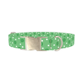 Polka Dot Clover Dog Collar - metal silver