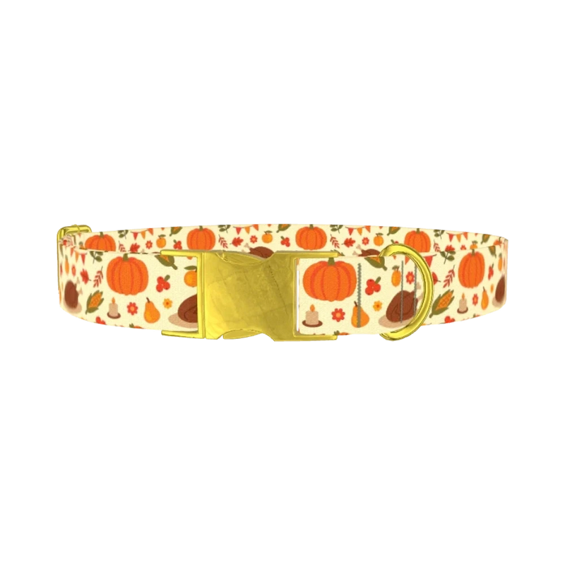 Thanksgiving Feast Dog Collar - metal gold
