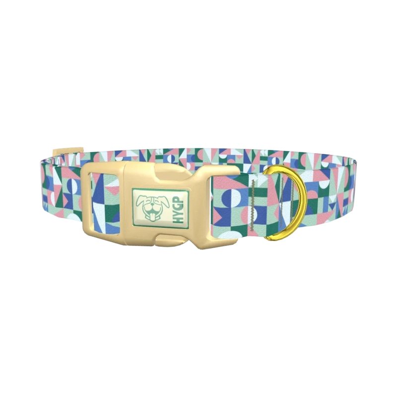 Geometric Shapes Dog Collar - plastic gold