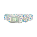 Blue Purple Floral Dog Collar - plastic silver