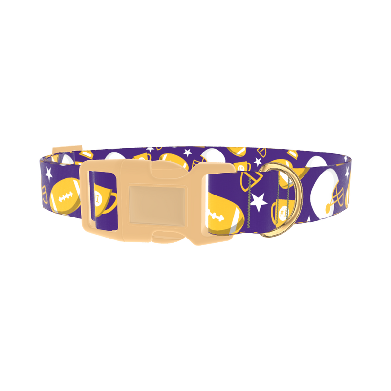 Football Theme Dog Collar - plastic gold