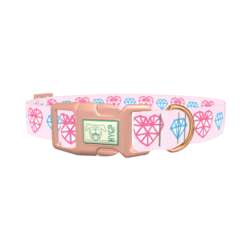 Diamond Heart Dog Collar - plastic rose gold