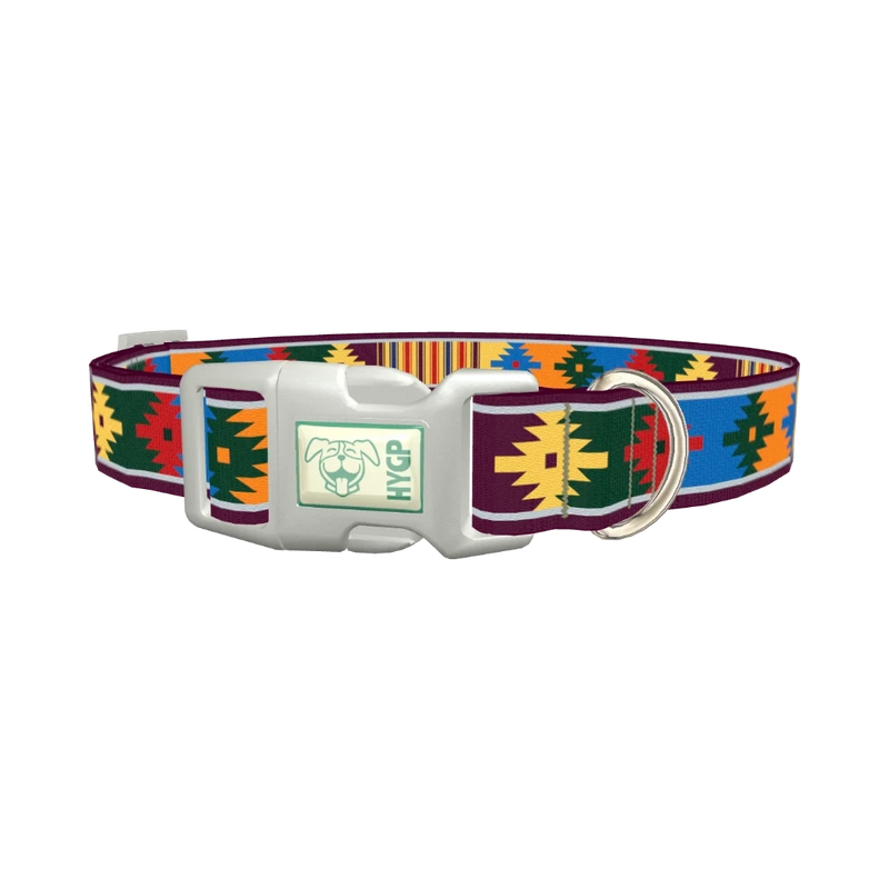 Colorful Tribal Star Dog Collar - plastic silver