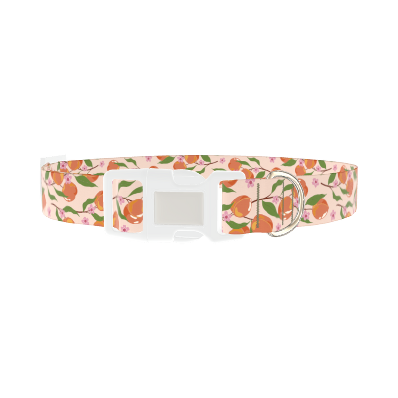 Peach Blossom Dog Collar - plastic silver