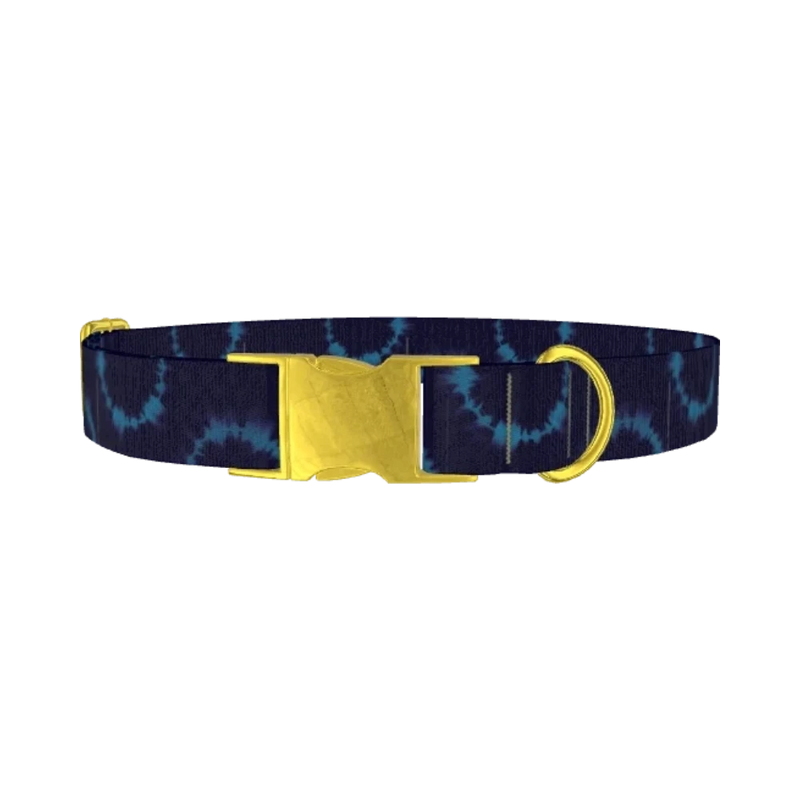 Tie Dye Circle Dog Collar - metal gold