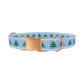 Blue Knitted Christmas Tree Dog Collar - metal rose gold