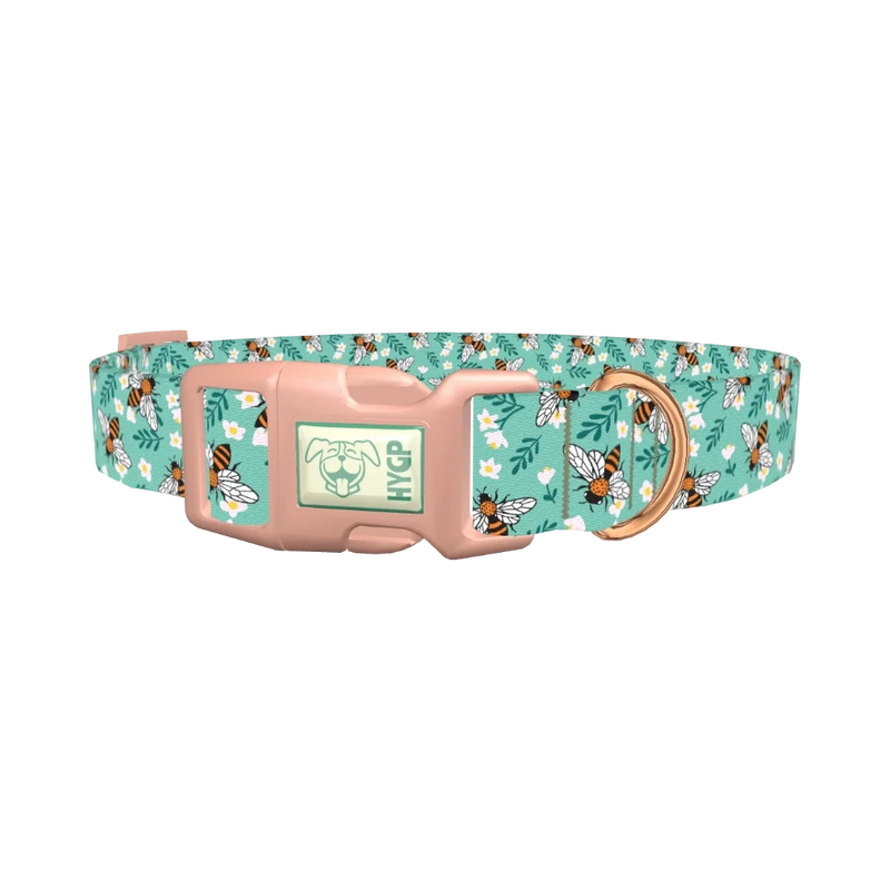 Bee Garden Dog Collar - plastic rose gold