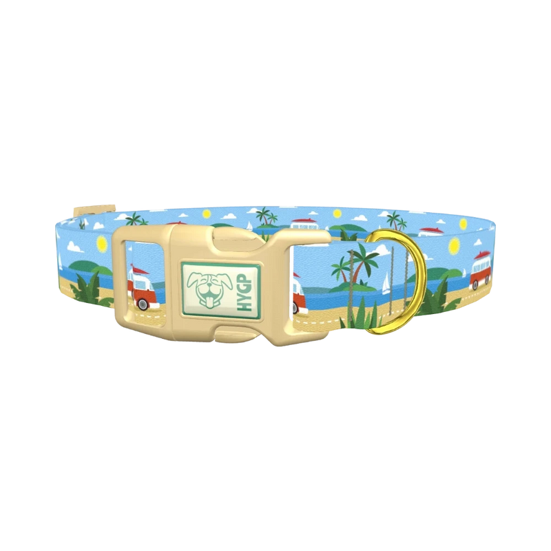 Beach Vacation Dog Collar - plastic gold