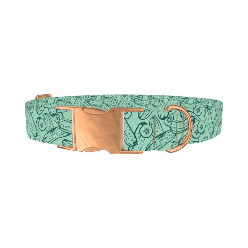 Cucumber Pattern Dog Collar - metal rose gold