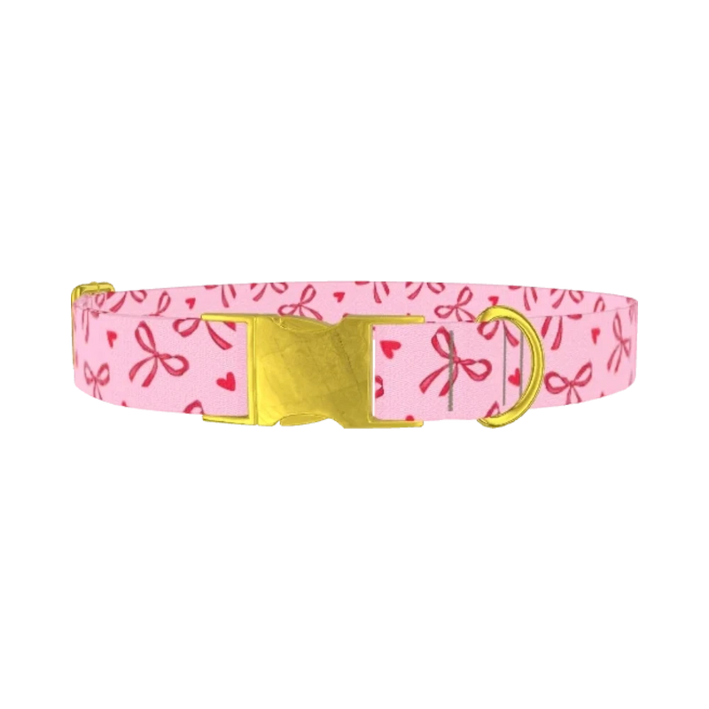 Valentine Bow Dog Collar - metal gold