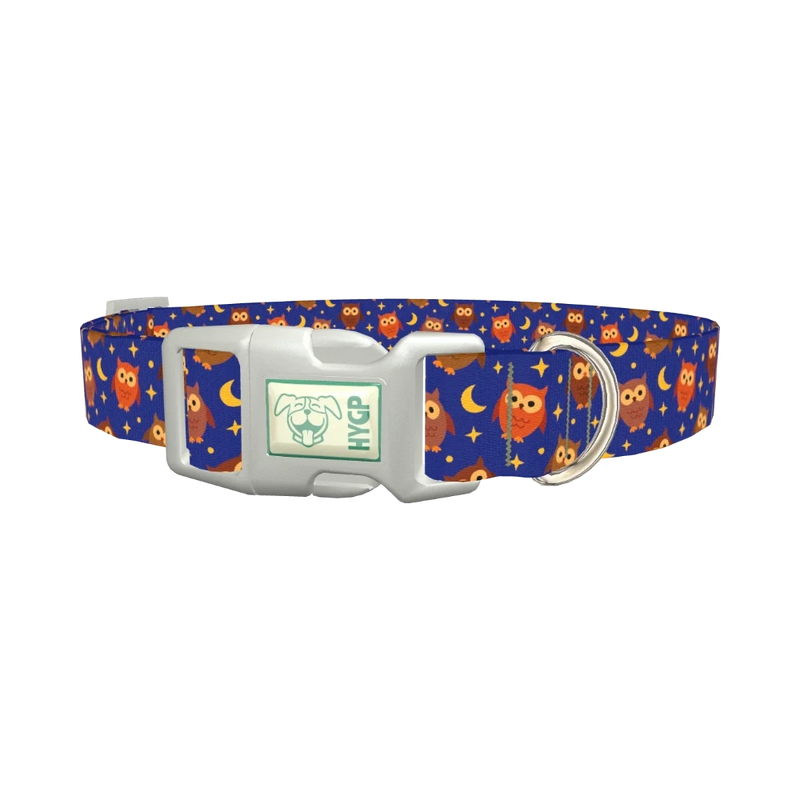 Night Owl Dog Collar - plastic silver